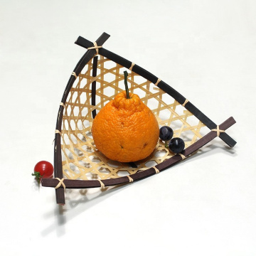 Natural Handmade Woven Rectangle Shape Bamboo Basket For Kitchen, Fruit Holder